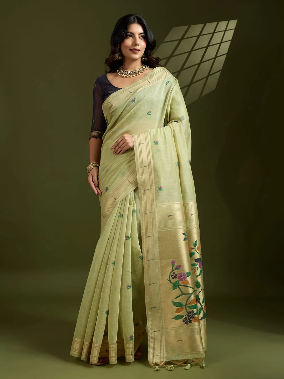 Muga Cotton Paithani Saree
